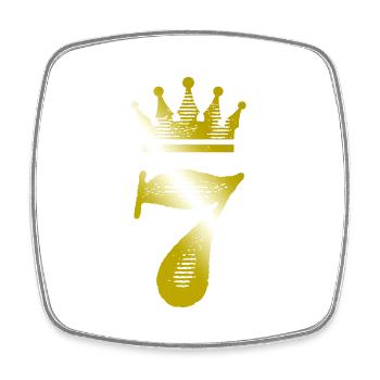 7 Chiffre Couronne Or - Magnet carré - blanc - Devant