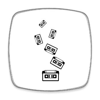 Kassette Symbol - Viereckiger Kühlschrankmagnet - Weiß - Vorne