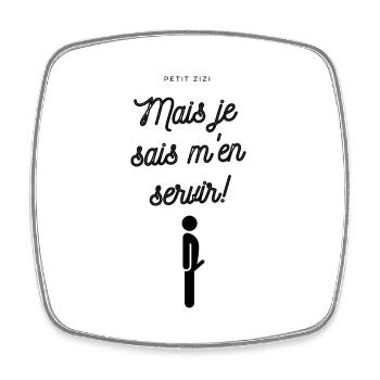 Petit zizi mais je sais m'en servir - Magnet carré - blanc - Devant
