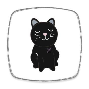 Black Cat - Magnet carré - blanc - Devant