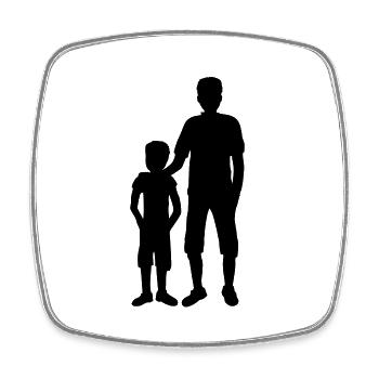 Frères et sœurs Silhouette grand frère - Magnet carré - blanc - Devant