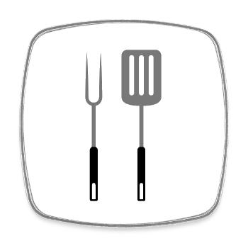 Grill fork Pan turner grilling utensils - Square fridge magnet - white - Front