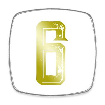 Symbole numérique 6 - Magnet carré - blanc - Devant