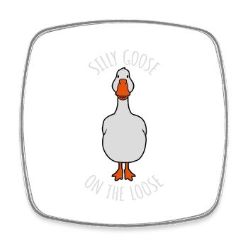 goose on the loose - Viereckiger Kühlschrankmagnet - Weiß - Vorne