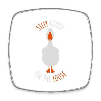goose on the loose - Viereckiger Kühlschrankmagnet - Weiß - Vorne