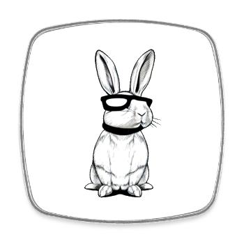 Rabbit Pet Pet Cool Sunglasses Design - Square fridge magnet - white - Front