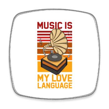 music is my love language ( gramophone ) - Square fridge magnet - white - Front