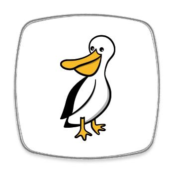 Pellie The Pelican - Square fridge magnet - white - Front
