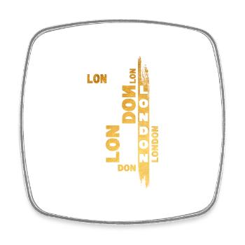London England UK Stadt Schrift Gold Skyline - Viereckiger Kühlschrankmagnet - Weiß - Vorne