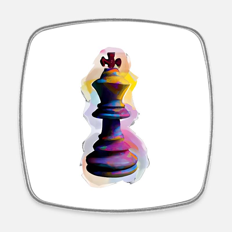 Kunst Schachfigur König - Viereckiger Kühlschrankmagnet - Weiß
