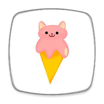 cat ice cream - Square fridge magnet - white - Front