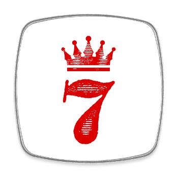 7 Zahl Krone - Viereckiger Kühlschrankmagnet - Weiß - Vorne