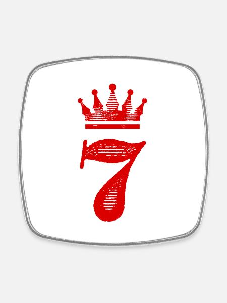 7 Number crown - Square fridge magnet - white