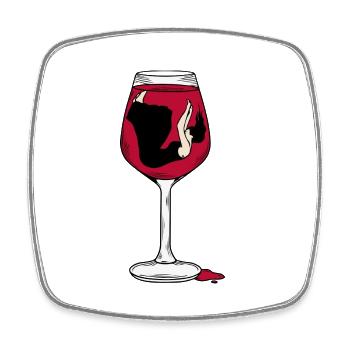 TOMBER DANS LE VIN - Magnet carré - blanc - Devant