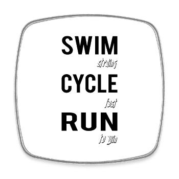 Marathon Triathlon Running Jogging Biking Cycling - Square fridge magnet - white - Front