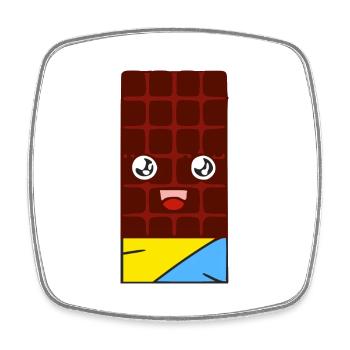 Kawaii Schokoriegel - Viereckiger Kühlschrankmagnet - Weiß - Vorne