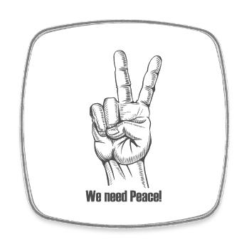 We need peace A - Square fridge magnet - white - Front