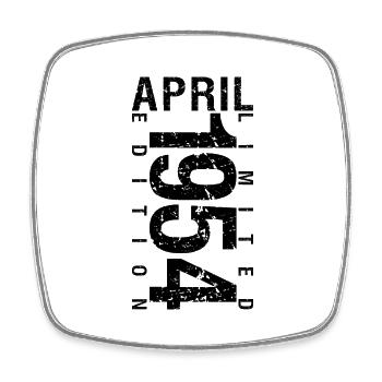 Birthday April 1954 April born in April 1954 - Square fridge magnet - white - Front