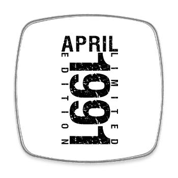 Birthday April 1991 April born in April 1991 - Square fridge magnet - white - Front