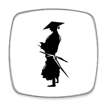 samurai - Viereckiger Kühlschrankmagnet - Weiß - Vorne