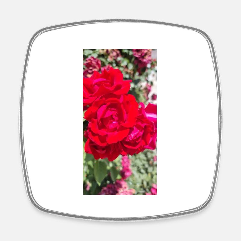 Rose rouge - Magnet carré - blanc