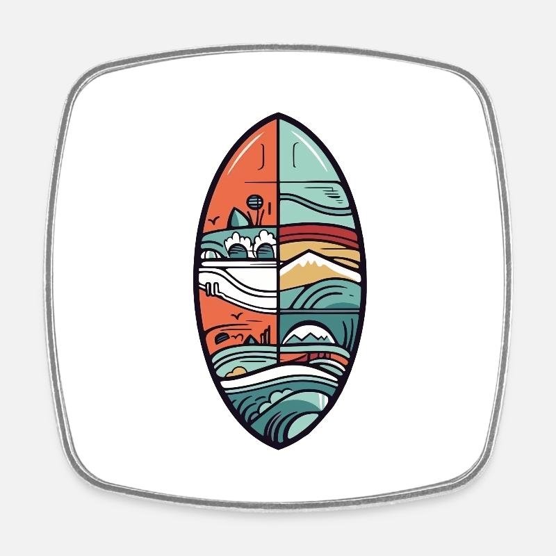 Surfboard - Square fridge magnet - white