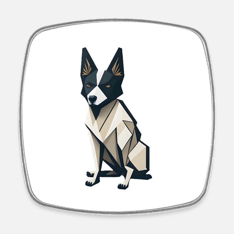 Polygon Dog - Square fridge magnet - white