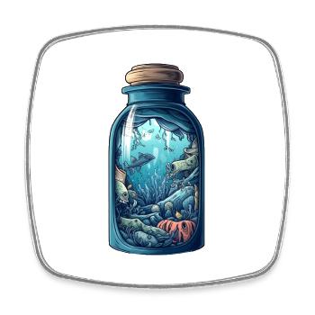 Ozean Flasche Zeichnung - Viereckiger Kühlschrankmagnet - Weiß - Vorne
