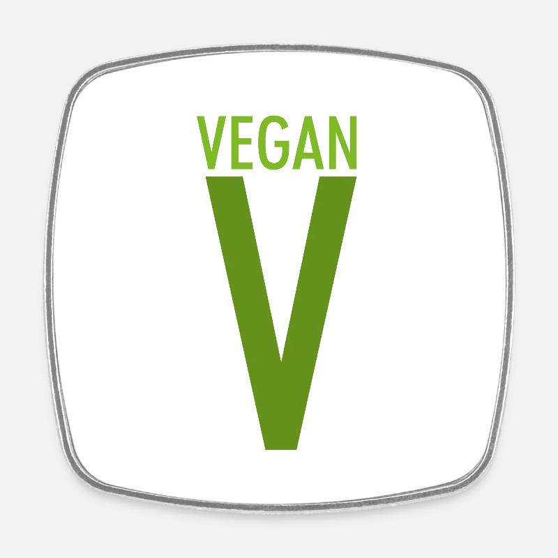 VEGAN V - Square fridge magnet - white