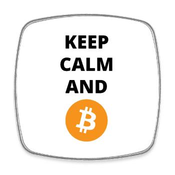 Bewahren Sie Ruhe und Bitcoin - Viereckiger Kühlschrankmagnet - Weiß - Vorne