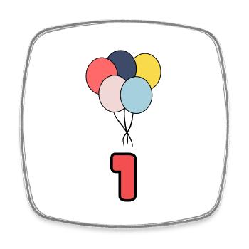 1. 1 JAHR. 1-JÄHRIGES JUBILÄUM. GEBURTSTAG 1 JAHR - Viereckiger Kühlschrankmagnet - Weiß - Vorne