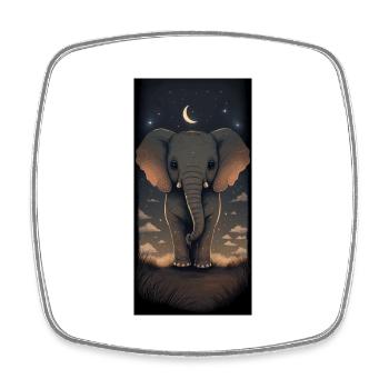 Knuffiger Elephant in der nächtlichen Savanne - Viereckiger Kühlschrankmagnet - Weiß - Vorne