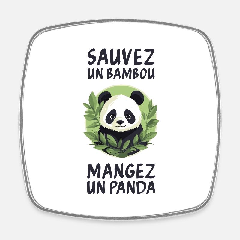 Rette einen Bambus, iss einen Panda. - Viereckiger Kühlschrankmagnet - Weiß