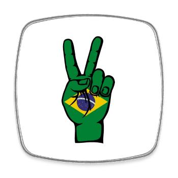 Drapeau du Brésil Symbole de la Victoire De Paix - Magnet carré - blanc - Devant