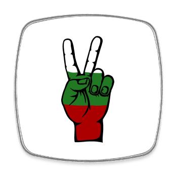 Bulgarie Drapeau Paix Victoire Symbole - Magnet carré - blanc - Devant