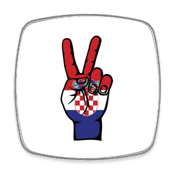 Croatia Flag Peace Victory Symbol - Square fridge magnet - white - Front