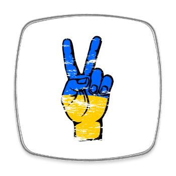 Ukraine Flag Peace Victory Symbol used - Square fridge magnet - white - Front