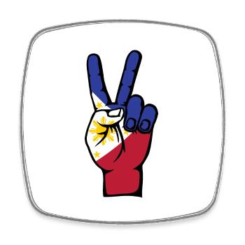 Philippinen Flagge Frieden Victory Symbol - Viereckiger Kühlschrankmagnet - Weiß - Vorne