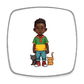 Idée cadeau d’amour de chat enfant - Magnet carré - blanc - Devant