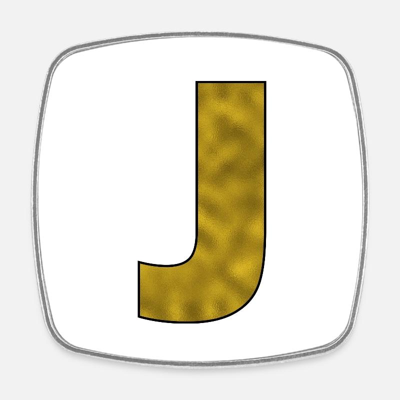Letter J Gold - Square fridge magnet - white