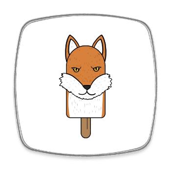 Fox Head Popsicle - Square fridge magnet - white - Front