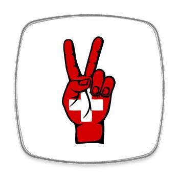 Drapeau de la Suisse Paix Symbole de victoire - Magnet carré - blanc - Devant