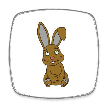 Süßer Hase mit Knickohr - Viereckiger Kühlschrankmagnet - Weiß - Vorne