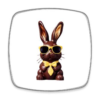 Lapin en chocolat Bo graphique - Magnet carré - blanc - Devant