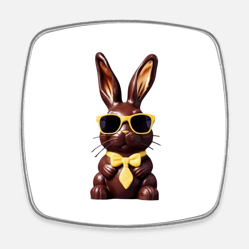 Chocolate Bunny Bo Graphic - Square fridge magnet - white