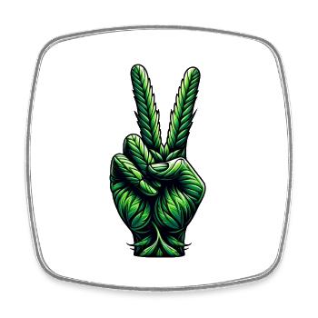 Hanf Legalisierung Friedenszeichen - Viereckiger Kühlschrankmagnet - Weiß - Vorne