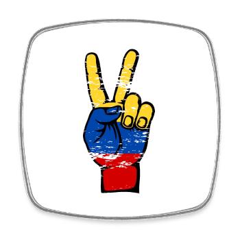 Symbole de paix du drapeau de la Colombie utilisé - Magnet carré - blanc - Devant