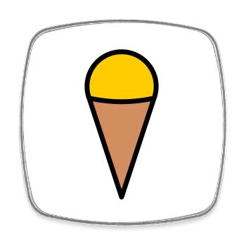 A scoop of vanilla ice cream in a waffle - Square fridge magnet - white - Front