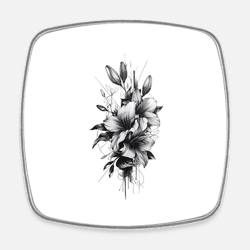 Belle composition florale de forme tribale - Magnet carré - blanc