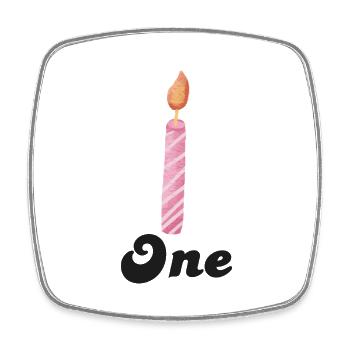 1st Anniversary Candle - Square fridge magnet - white - Front